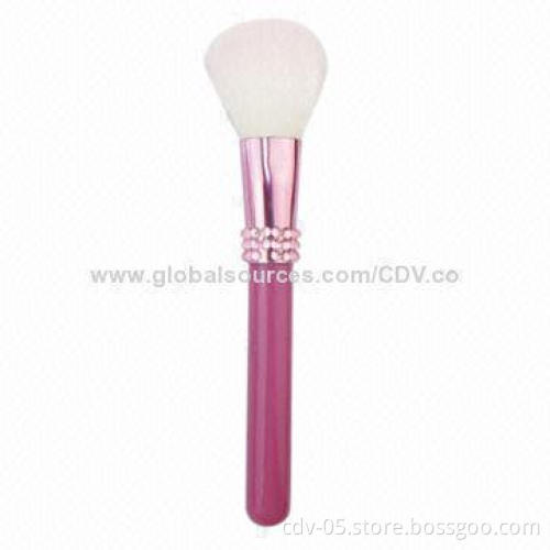 Makeup powder brush with bling bling wooden handle and synthetic bristles